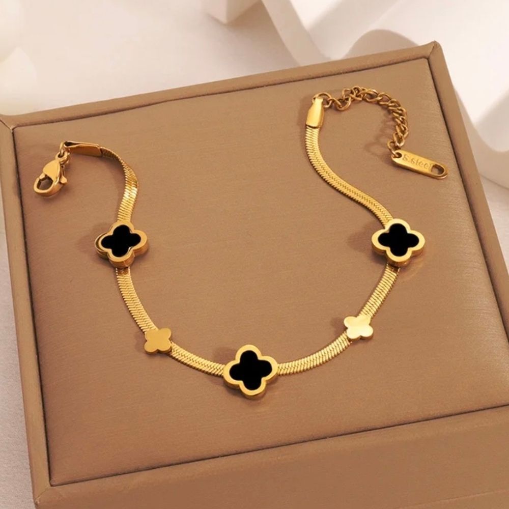 18k Gold Plated Clover Bracelet Designer Inspired